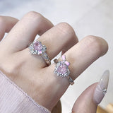DAIIIBABYYY  -  Light Luxury Heart-Shaped Zircon Ring Opening Design Female Sweet Cool Versatile Personalized Ring Niche High-End Fashionable
