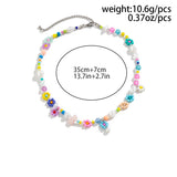 DAIIIBABYYY  -  Korean Baroque Imitation Pearl Cute Flower Beaded Short Collar Necklace Boho Handwoven Beaded Choker Women's Jewelry