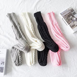 Daiiibabyyy  Knitted Knee-length Warmers Leg Socks Wool Foot Cover Solid Colors Sexy Over the Knee Stocking Women Winter Cosplay