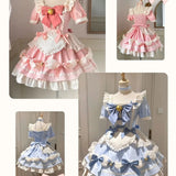 DAIIIBABYYY  -  Japan Lolita Dress Cream Little Honey Maid Costume Blue Lolita Dresses Show Japanese Outfit Dress