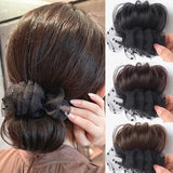 Daiiibabyyy  Synthetic Hair Bun Extensions Wig Claw Clip Bun Hairpiece with Tulle Decoration Balletcore Duckbill Clip Hair Bun for Women Use