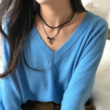 Daiiibabyyy  Korean Black Bowknot Pendant Necklace for Women Elegant Beaded  Clavicle Chain Necklace Wedding Y2k Jewelry Accessories