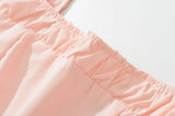 Daiiibabyyy  Sexy Pink Elastic Strap Tank Dress Ruched Slash Neck Zipper Back Slim Low Waist Hem Swing Midi Long Robe Sleeveless Vestidos