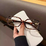 Daiiibabyyy  Women Vintage Small Square Frame Glasses Y2K Retro Harajuku Leopard Eyeglasses Reading Spectacle Blue Light Blocking Eyewears