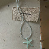 Daiiibabyyy  Y2K Large Resin Star Starfish Beads Pendant Necklace for Women Trendy Summer Beach Vacation Jewelry On Neck Accessories Female
