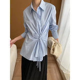 DAIIIBABYYY  -  Niche Design Sense Chinese Swashplate Buckle Irregular Thin Feeling Shirt Early Spring New Model