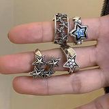DAIIIBABYYY  -  2024 Gothic Unisex Star Ring Set Punk Grunge Cross Star Woman Man Jewelry Hip Hop Party Street Ring Accessories New Gift