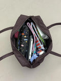 Daiiibabyyy  New Style Checkered Shoulder Bags Fashion Solid Color Simple Large Capacity Nylon Tote Canvas Travel Bag Unisex Storage Bag