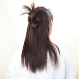 DAIIIBABYYY  -  Korean Fashion Women Hair Claw Lazy Feather Ponytail Claw Meatball Head Crab Clip Fake Hair Clamp High Ponytail Hair Accessories