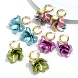 Daiiibabyyy  New Trend Acrylic Large Pearl-luster Petal Flower Drop Earrings for Women Personal Exaggerate Earrings Trend Jewelry