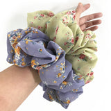 DAIIIBABYYY  -  Large Hair Band Elastic Chiffon Scrunchies Floral Print Malaysian Bunch Hair Tie Oversized Volumizing Malaysian Rubber Band