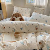 DAIIIBABYYY  -  Instagram Cartoon Cute Pure Cotton Four Piece Set, All Cotton Bed, Nantong Home Textile Quilt Cover, Student Three Piece Set,