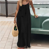 Daiiibabyyy  New Women Strapless Backless Loose Loungewear Dress Skin Friendly Comfortable Home Spaghetti Strap Solid Color Plus Size Dress