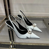 Daiiibabyyy  Handmade Slim Heel High Heels Women Size 32-45 French Style Pointed Toe Bow Low Cut Boutique Shoes Summer