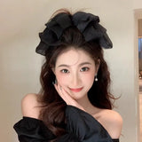 Daiiibabyyy Big Hair Bows Chiffon Solid Color Large Bowknot Hairpins Spring Clamp Clip for Women Fashion Korea Headwear Accessories New 2024