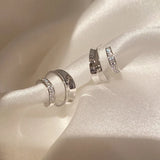 Daiiibabyyy  Silver Zircon Geometric C 18K Stud Earrings For Fashion Women Party Cute Fine Jewelry Minimalist Bijoux