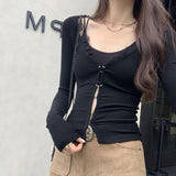 DAIIIBABYYY  -  Y2k Aesthetic Lace Patchwork Sexy Fairy Tshirts Women Harajuku Bodycon Basic T-shirt 2025 Spring Streetwear Cropped Tees  Femme