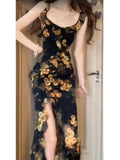 Daiiibabyyy  Floral Print Maxi Dress Women's Summer Slimming Date Meeting Skirt High Waist A-Line Gown Casual Chic Ladylike Style Long Dress