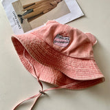 DAIIIBABYYY  -  Korean Bear Ears Denim Bucket Hat Women's Spring and Summer Outdoor Shading Versatile Big Head Windproof Strap Cowboy Hats