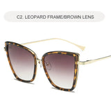 Daiiibabyyy  Retro Design Cat Eye Sunglasses Fashionable Driving Metal Frame Glasses Suitable For All Seasons Leisure Walk UV400