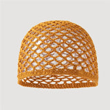Daiiibabyyy  Women Breathable Mesh Cotton Hat Thin Solid Color Hollow Out Handmade Hat Versatile Fashion Crochet Cap for Spring Summer