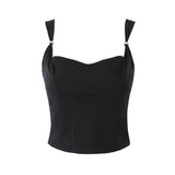 Daiiibabyyy Black Stretchy Comfy Corset Top Adjustable Straps Bodycon Fit Summer Camis Tops New Sexy Women Tank Tops Y2k Tops