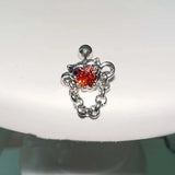 DAIIIBABYYY  -  1PC Heart CZ Devil Helix Piercing Cartilage Babell Wine red Zirconia Flat Piercing Earing Body Piercing Jewelry for Women 0.8mm