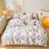 DAIIIBABYYY  -  A-class mother and baby cartoon washed cotton four piece set for bed, ins style bed sheets, duvet covers, dormitory duvet