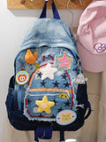 Daiiibabyyy  Retro Cowboy Color Matching Backpack Female Japanese Sweet Lovely Girl Y2k All-match Bag College Student Small Backpack