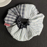 Daiiibabyyy  1PC Plaid And Striped Mixed Hair Scrunchie, Retro Fashion Hair Accessory For Women