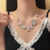 DAIIIBABYYY  -  Sweet Girly Heart Butterfly Oil Drop Necklace
