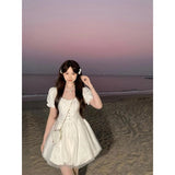 DAIIIBABYYY  -  Kawaii White Mini Dress Women Fairy Party Puff Short Sleeve Ball Gown Dresses Summer Korean Cute Bodycon A Line Vestidos