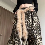 Daiiibabyyy  Jeans Pants Decor Super Soft Punk Fur Belt Y2K Warm Soft Belt Fluffy Waist Chain Street Dance Accessory