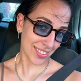 DAIIIBABYYY  -  Fashion Square Sunglasses Women New Retro Rivets Decoration Glasses  Men Leopard Blue Sun Glasses Gradient Shades UV400