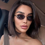 DAIIIBABYYY  -  Punk Y2K Sunglasses Female Outdoor Shades Rimless Driving Eyewear Glasses Retro Letter Oval Sun Glasses Oculos De Sol