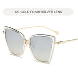 Daiiibabyyy  Retro Design Cat Eye Sunglasses Fashionable Driving Metal Frame Glasses Suitable For All Seasons Leisure Walk UV400