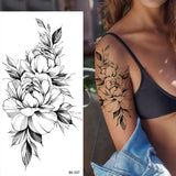 DAIIIBABYYY  -  Black Flower Women Sexy Tattoo Sticker Women Dot Rose Peony Body Chest Art Temporary Tattoos Water Transfer Fake Tattoo Stickers