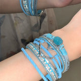 Daiiibabyyy  Inlaid Rhinestone Leather Resin Love Multi-layer Magnetic Bracelets for Women 2025 Exquisite Light Luxury High-end Hand Jewelry