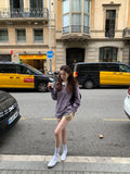 DAIIIBABYYY  -  Korean Women T Shirt 2025 A Niche Contrasting Striped Pullover Spring New American Retro Style Loose Versatile Top