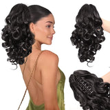Daiiibabyyy  12inch Short Ponytail Extension Classic Loose Curly Wavy Claw Clip Pony tails Synthetic Hair Extensions Hairpieces for Women