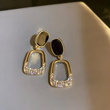 Daiiibabyyy  Exquisite Luxury Micro Inlaid Zircon Geometric Square Earrings for Woman Korean Fashion Jewelry Party Girls Unusual Earring
