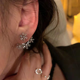 Daiiibabyyy  Niche Snowflake Geometric Two-wear Style Ear Studs For Women Christmas Cool Fashion Jewelry Creative Gifts