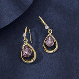 Daiiibabyyy  Fashion Style Inlaid with Droplet Shaped Cubic Zirconia Drop Hook Earrings Jewelry Gift for Women