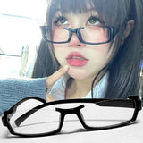DAIIIBABYYY  -  Cosplay Harajuku Glasses Women Half Frames Eyewears Oval No Makeup Plain Eyeglasses Black Anime Spectacle Eye Decoration