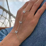 Daiiibabyyy  Bohemian Shiny Rhombus Crystal Bracelet for Women Girls Simple Thin Heart Flower Butterfly Chain Finger Bracelets Jewelry Gifts