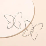 Daiiibabyyy  Personality Design Simple Geometric Hollow Butterfly Line Drop Dangle Earrings for Women Charm Exaggerate Stud Jewelry Accessory
