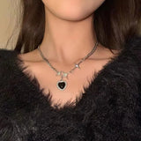 DAIIIBABYYY  -  Korean Fashion Double Cross Pendant Necklace Kpop Shiny Rhinestone Twist Chain Necklace for Women Collar Chain Y2K Accessories