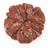 DAIIIBABYYY  -  Large Hair Band Elastic Chiffon Scrunchies Floral Print Malaysian Bunch Hair Tie Oversized Volumizing Malaysian Rubber Band