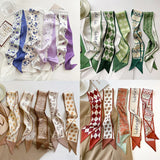DAIIIBABYYY  -  2024 High-Grade Khaki Nude Color Series Silk Scarf Hair Band Ribbon Tied-Up Hair Long Bow Vintage Satin Ribbon Hair Accessories