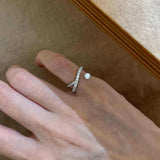 Daiiibabyyy  Korean Fashion Intersection Thin Rings for Women Shiny Crystal CZ Tail Ring Exquisite Jewelry Wedding Accessories Gift